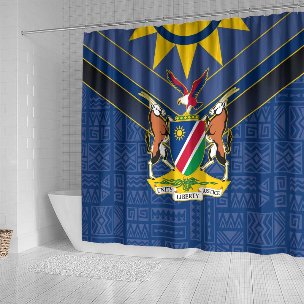 Namibia Yellow Sun Shower Curtain Sporty Style with Traditional Patterns