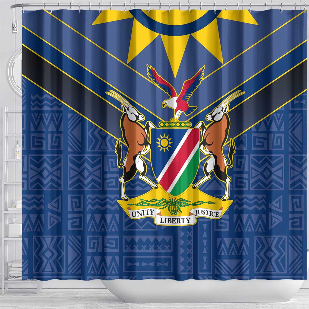 Namibia Yellow Sun Shower Curtain Sporty Style with Traditional Patterns