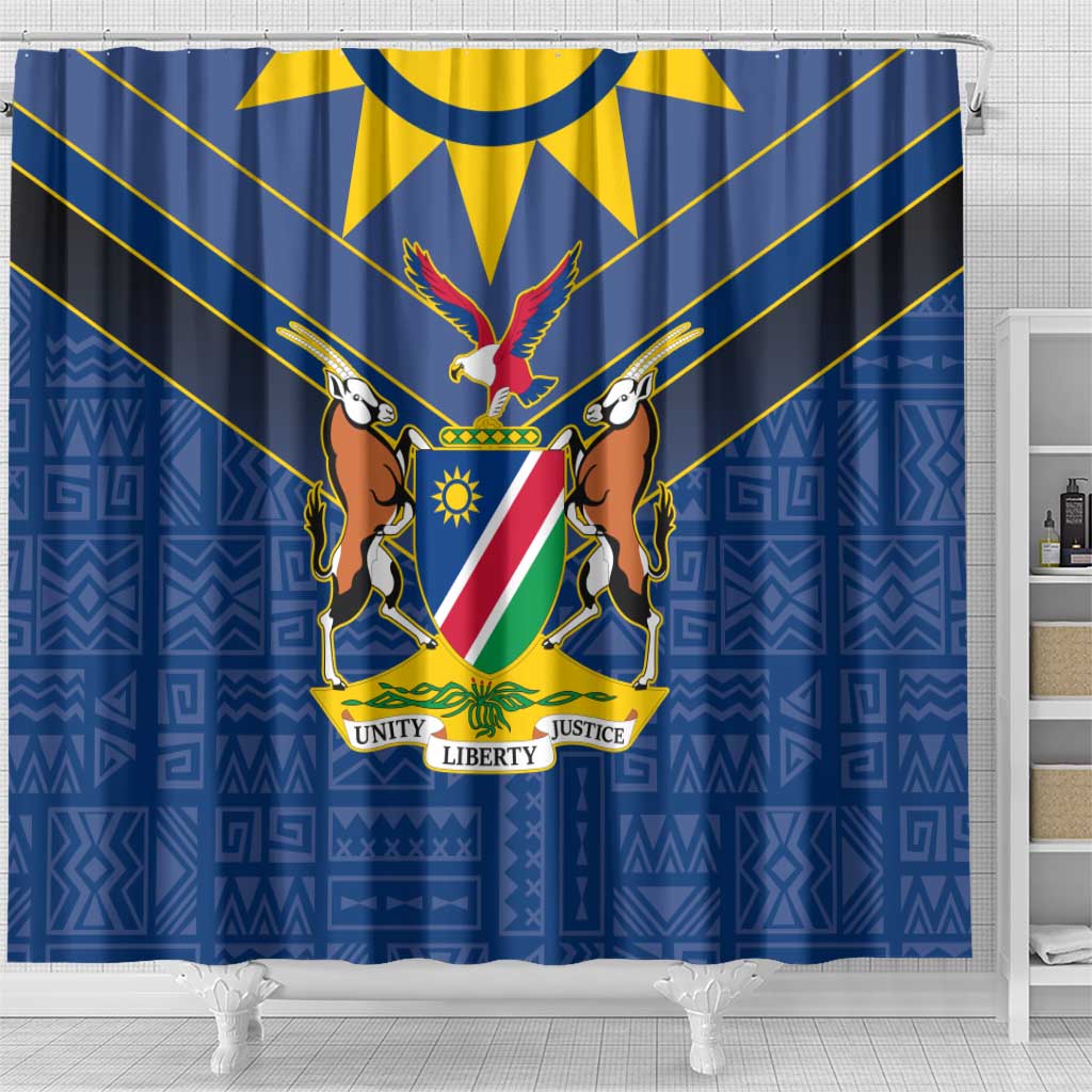 Namibia Yellow Sun Shower Curtain Sporty Style with Traditional Patterns