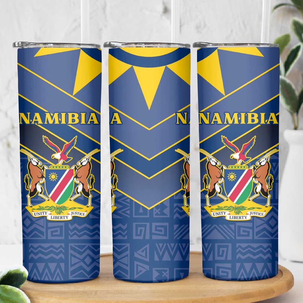 Namibia Yellow Sun Skinny Tumbler Sporty Style with Traditional Patterns
