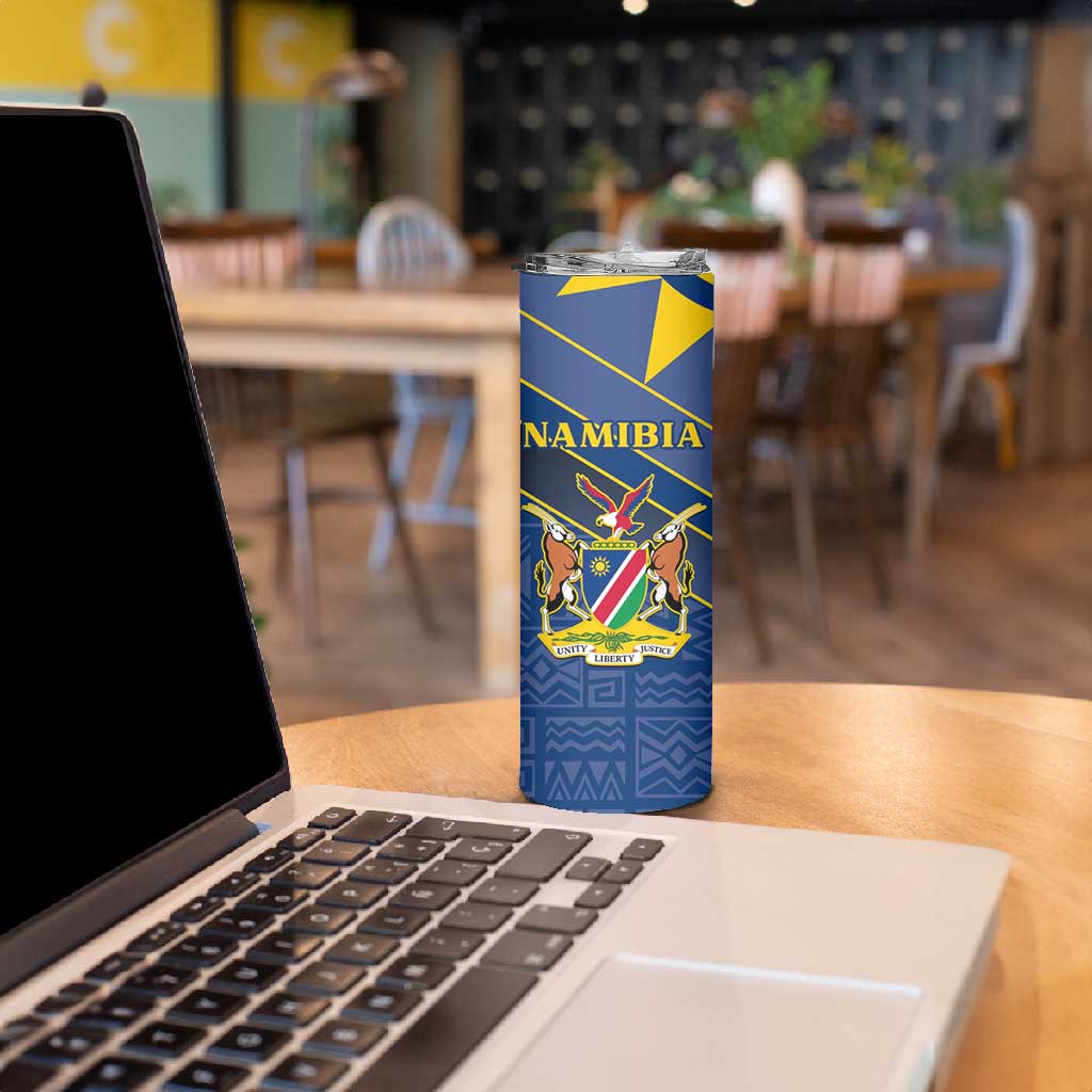 Namibia Yellow Sun Skinny Tumbler Sporty Style with Traditional Patterns