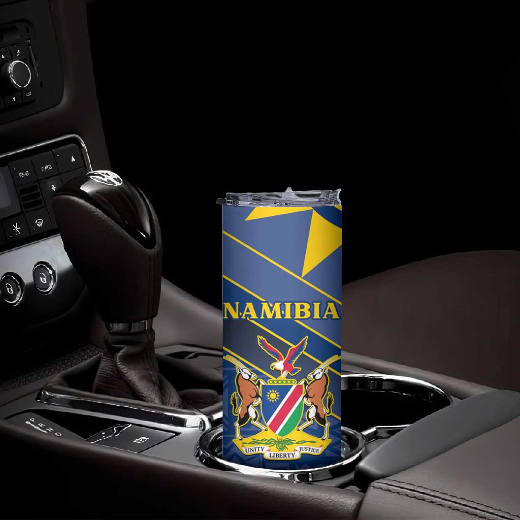Namibia Yellow Sun Skinny Tumbler Sporty Style with Traditional Patterns