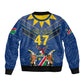 Namibia Yellow Sun Sleeve Zip Bomber Jacket Sporty Style with Traditional Patterns