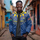 Namibia Yellow Sun Sleeve Zip Bomber Jacket Sporty Style with Traditional Patterns