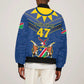 Namibia Yellow Sun Sleeve Zip Bomber Jacket Sporty Style with Traditional Patterns