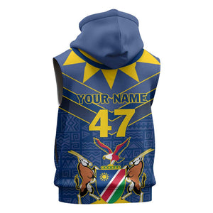 Namibia Yellow Sun Sleeveless Hoodie Sporty Style with Traditional Patterns - African Pride