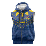 Namibia Yellow Sun Sleeveless Zip Hoodie Sporty Style with Traditional Patterns - African Pride