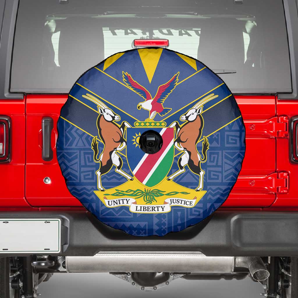 Namibia Yellow Sun Spare Tire Cover Sporty Style with Traditional Patterns