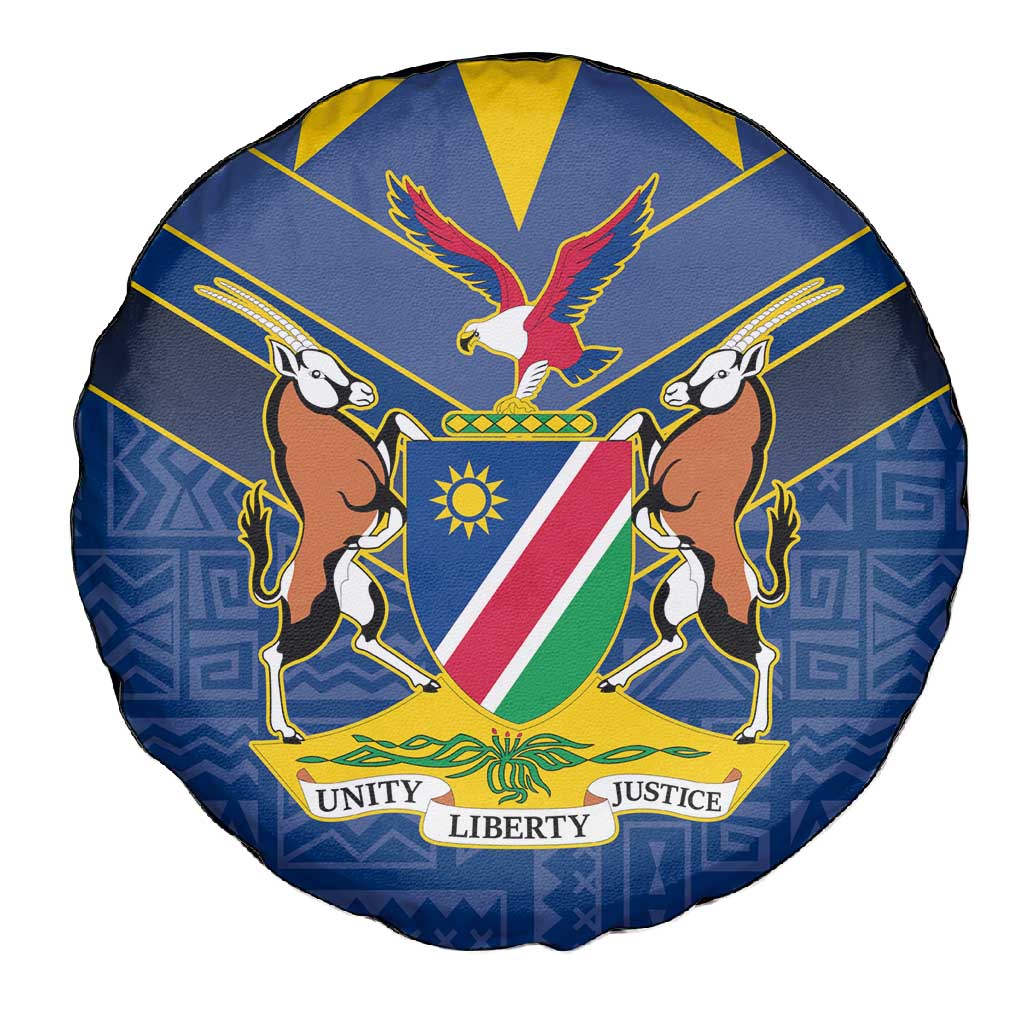 Namibia Yellow Sun Spare Tire Cover Sporty Style with Traditional Patterns