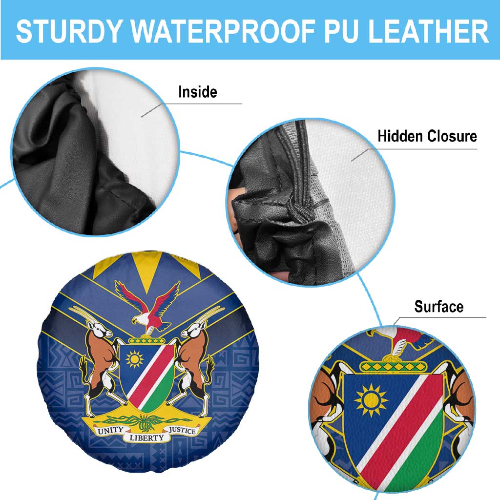 Namibia Yellow Sun Spare Tire Cover Sporty Style with Traditional Patterns