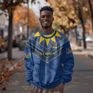 Namibia Yellow Sun Sweatshirt Sporty Style with Traditional Patterns