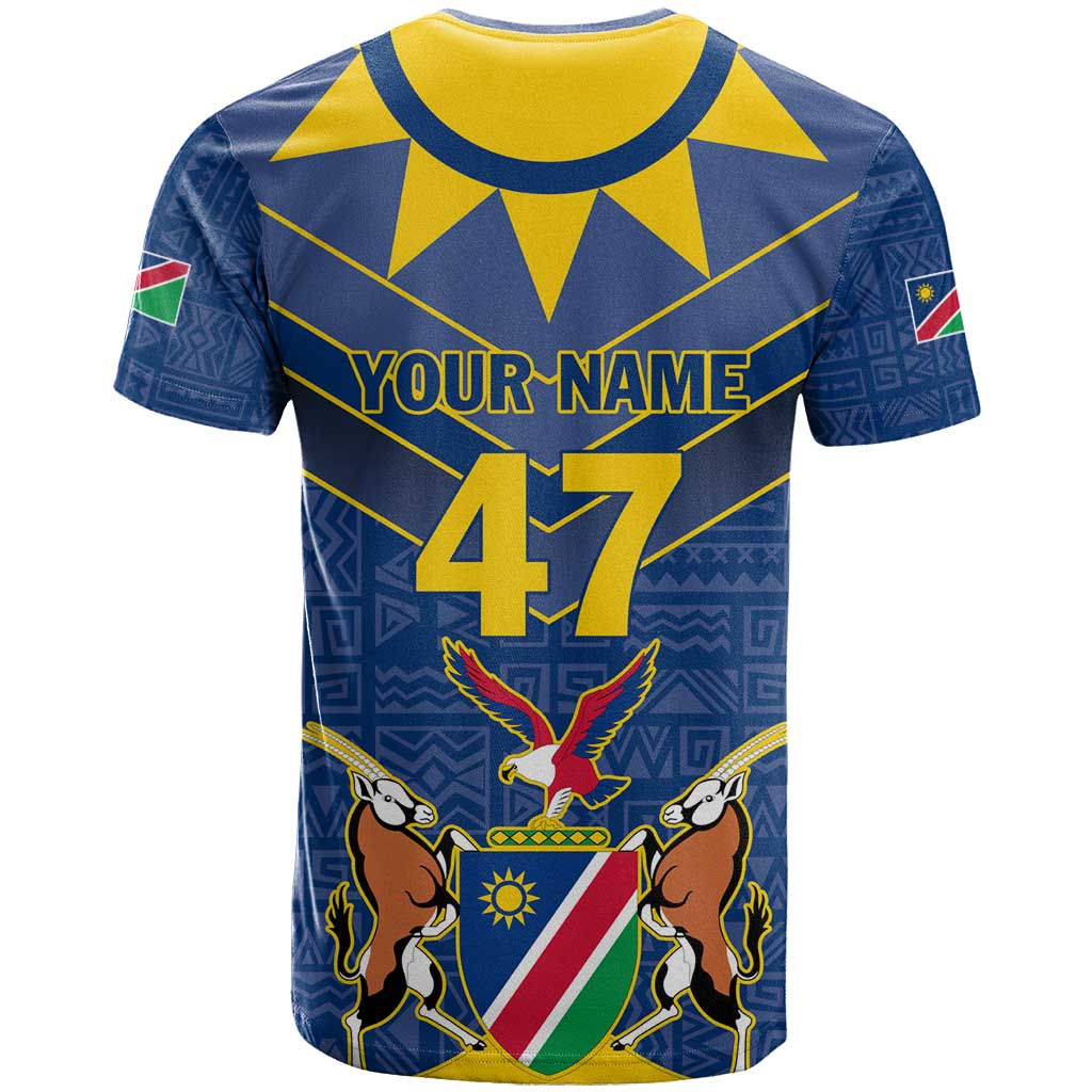 Namibia Yellow Sun T shirt Sporty Style with Traditional Patterns