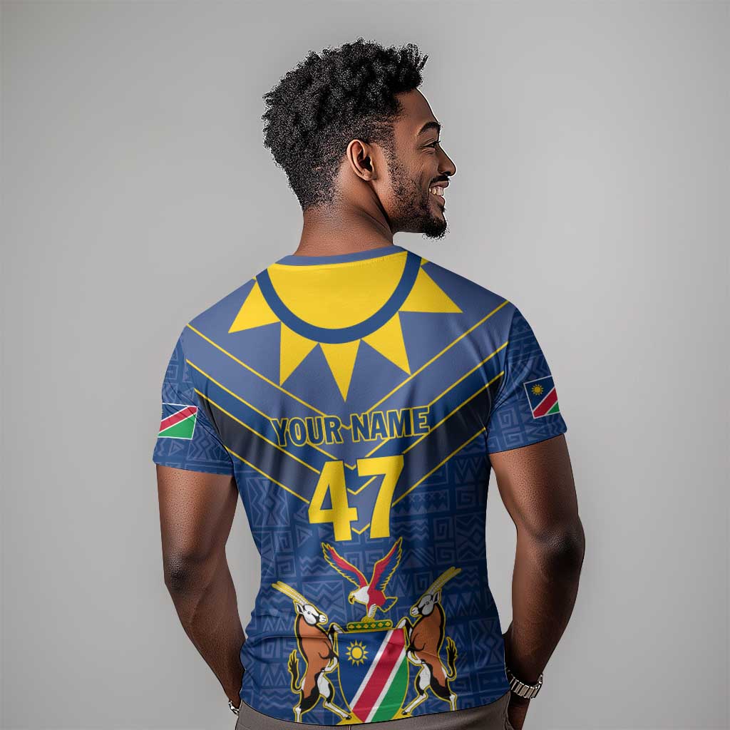 Namibia Yellow Sun T shirt Sporty Style with Traditional Patterns
