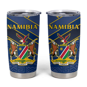 Namibia Yellow Sun Tumbler Cup Sporty Style with Traditional Patterns