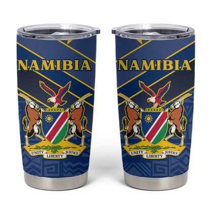 Namibia Yellow Sun Tumbler Cup Sporty Style with Traditional Patterns