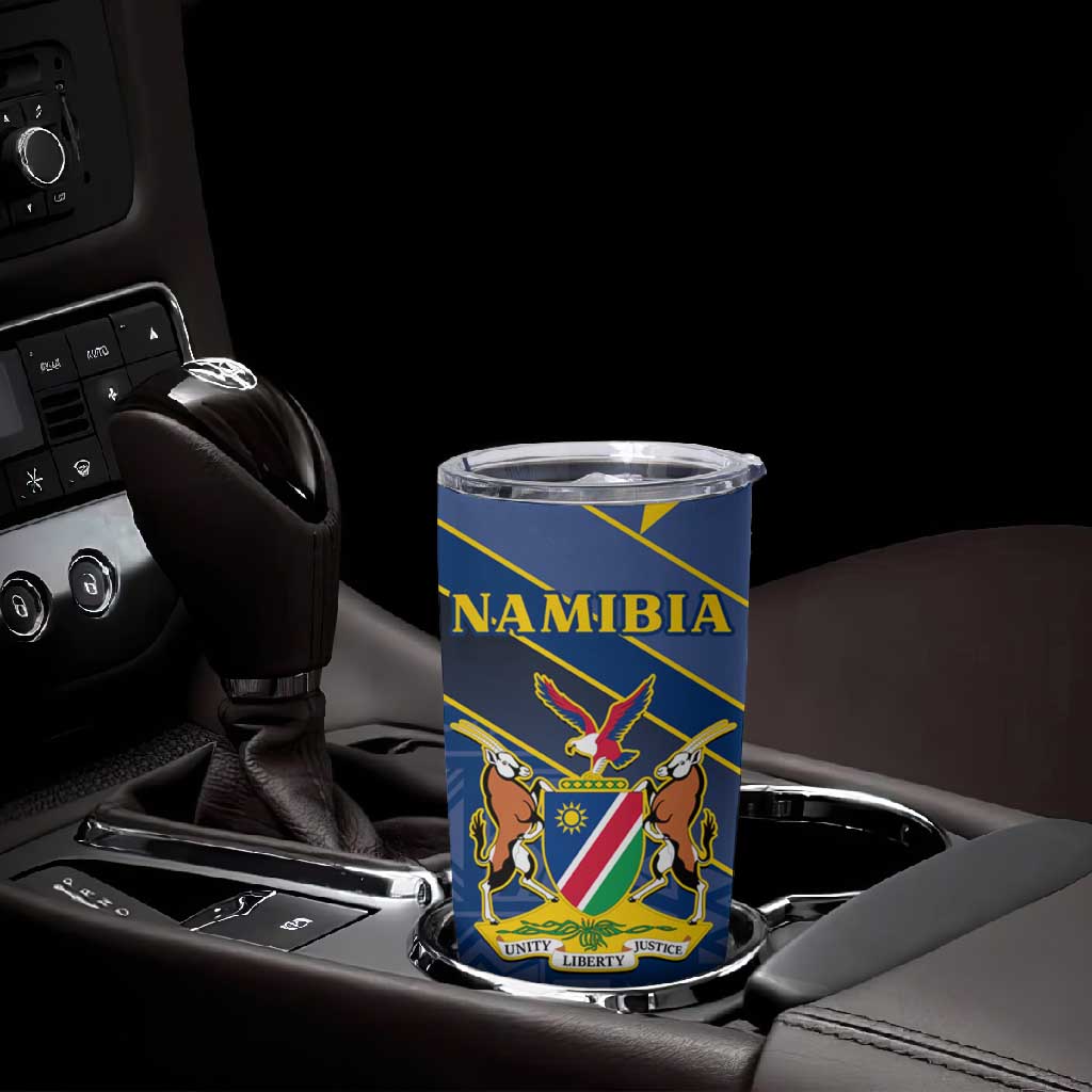Namibia Yellow Sun Tumbler Cup Sporty Style with Traditional Patterns