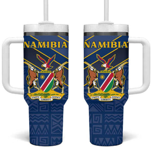 Namibia Yellow Sun Tumbler With Handle Sporty Style with Traditional Patterns