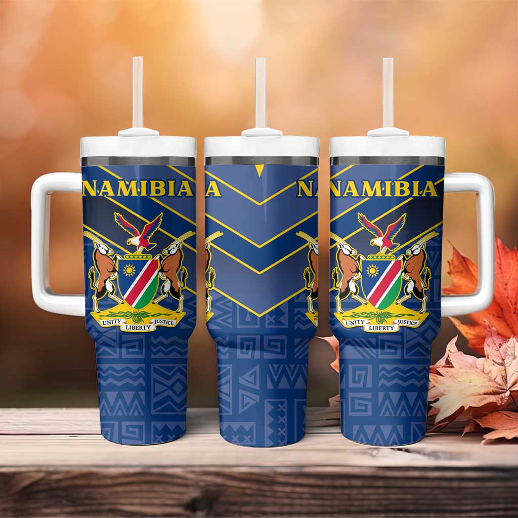 Namibia Yellow Sun Tumbler With Handle Sporty Style with Traditional Patterns