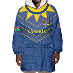 Namibia Yellow Sun Wearable Blanket Hoodie Sporty Style with Traditional Patterns