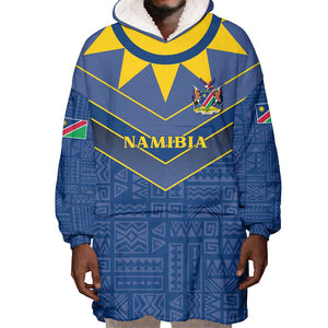 Namibia Yellow Sun Wearable Blanket Hoodie Sporty Style with Traditional Patterns