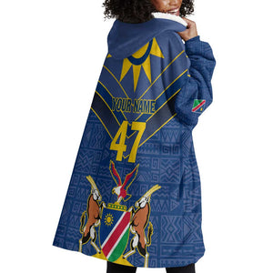 Namibia Yellow Sun Wearable Blanket Hoodie Sporty Style with Traditional Patterns