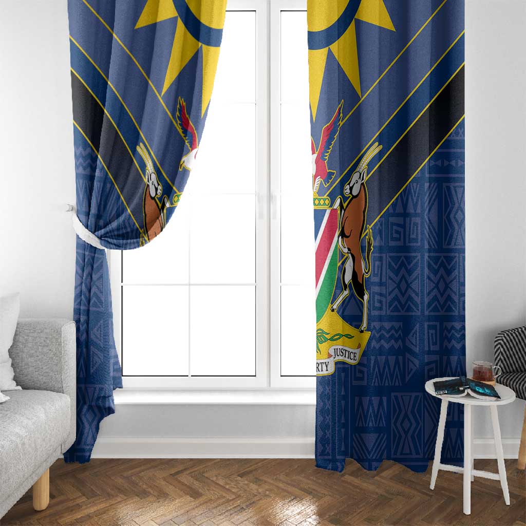 Namibia Yellow Sun Window Curtain Sporty Style with Traditional Patterns