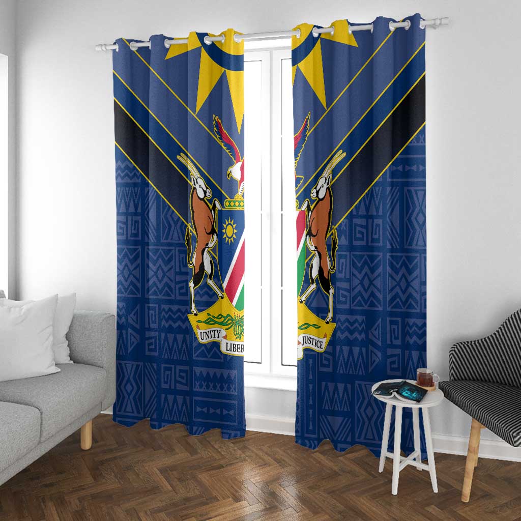 Namibia Yellow Sun Window Curtain Sporty Style with Traditional Patterns