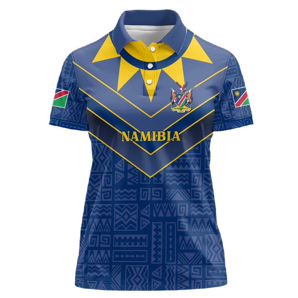 Namibia Yellow Sun Women Polo Shirt Sporty Style with Traditional Patterns