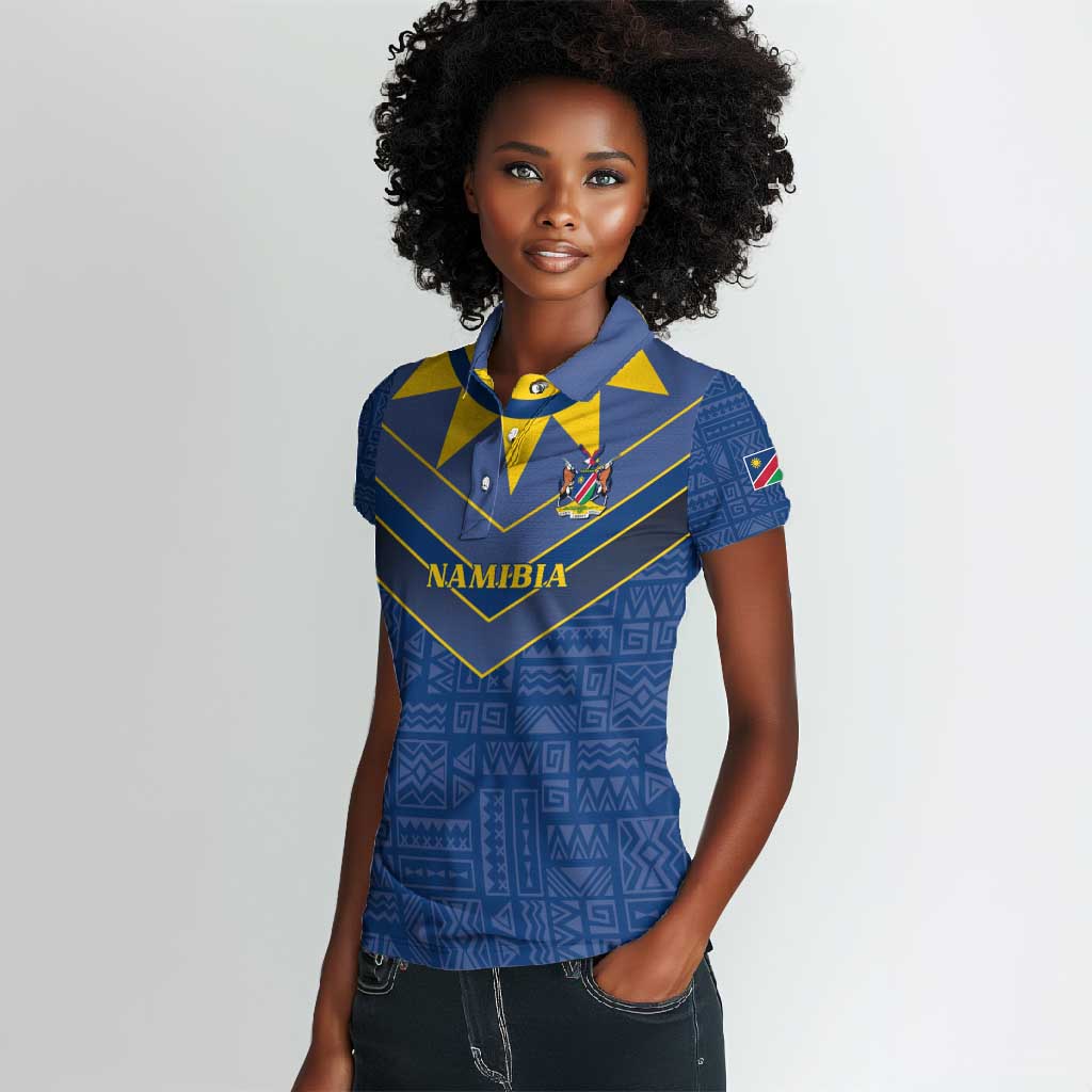 Namibia Yellow Sun Women Polo Shirt Sporty Style with Traditional Patterns