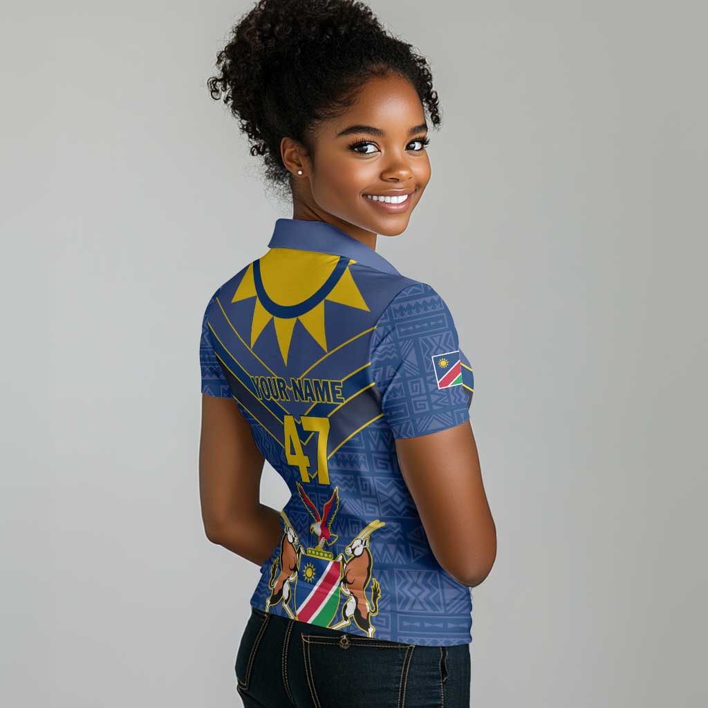 Namibia Yellow Sun Women Polo Shirt Sporty Style with Traditional Patterns