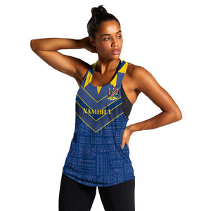Namibia Yellow Sun Women Racerback Tank Sporty Style with Traditional Patterns