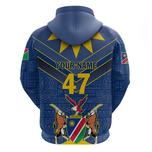 Namibia Yellow Sun Zip Hoodie Sporty Style with Traditional Patterns