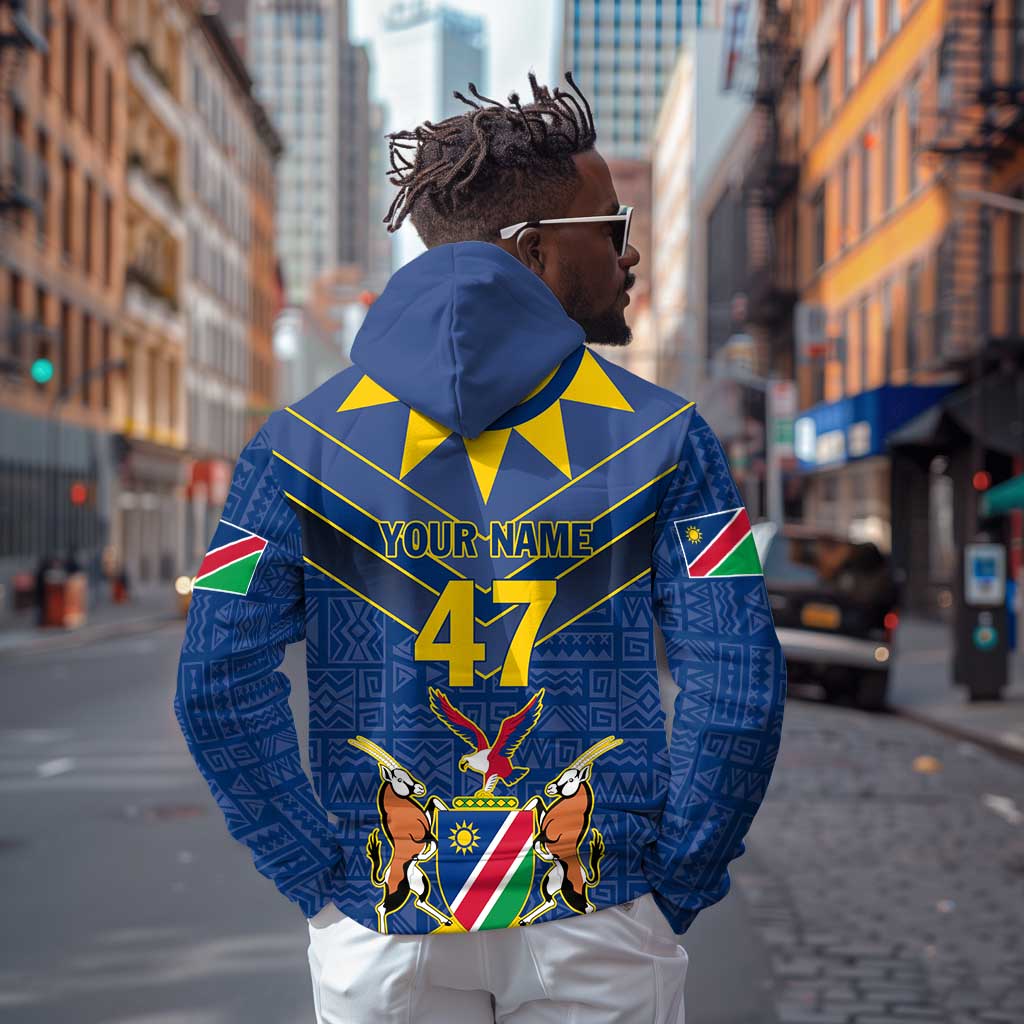 Namibia Yellow Sun Zip Hoodie Sporty Style with Traditional Patterns