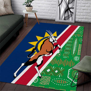 Namibia Gemsbok Area Rug Flag Design with African Patterns