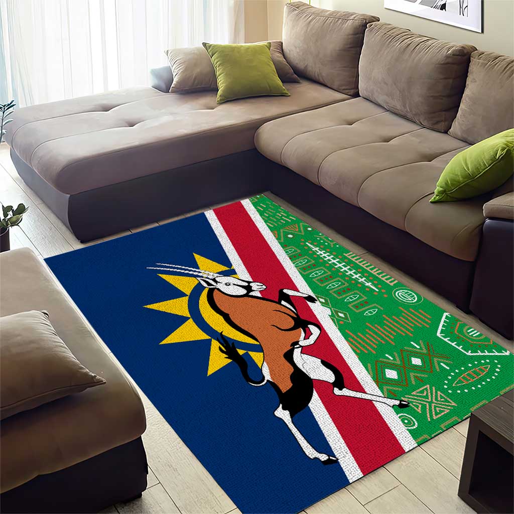 Namibia Gemsbok Area Rug Flag Design with African Patterns