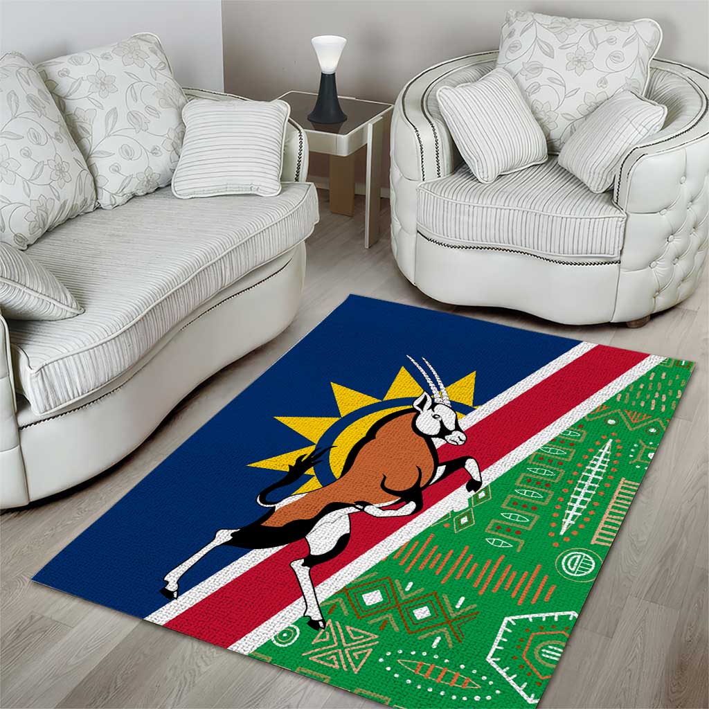 Namibia Gemsbok Area Rug Flag Design with African Patterns