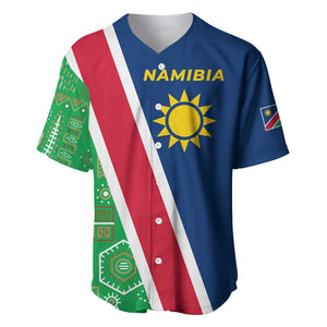 Namibia Gemsbok Baseball Jersey Flag Design with African Patterns