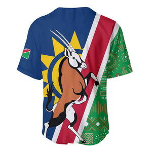 Namibia Gemsbok Baseball Jersey Flag Design with African Patterns