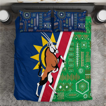 Namibia Gemsbok Bedding Set Flag Design with African Patterns