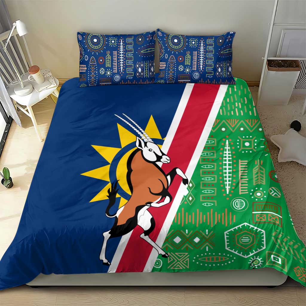 Namibia Gemsbok Bedding Set Flag Design with African Patterns
