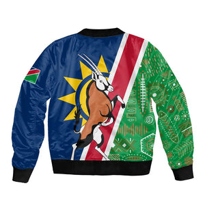 Namibia Gemsbok Bomber Jacket Flag Design with African Patterns