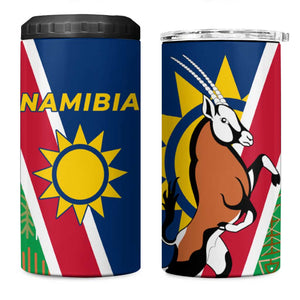 Namibia Gemsbok 4 in 1 Can Cooler Tumbler Flag Design with African Patterns