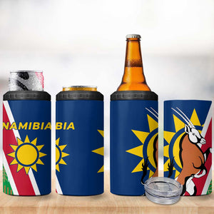 Namibia Gemsbok 4 in 1 Can Cooler Tumbler Flag Design with African Patterns