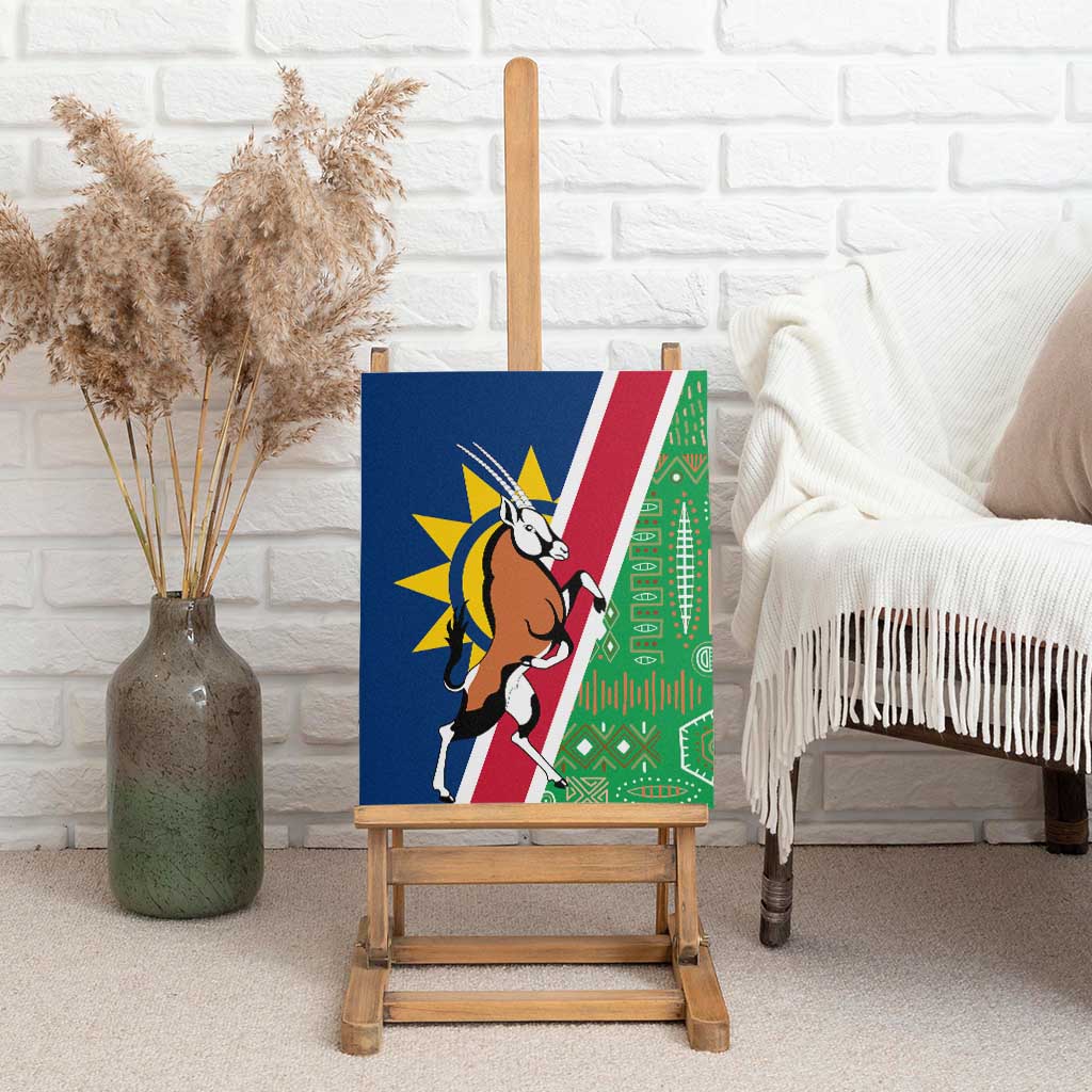Namibia Gemsbok Canvas Wall Art Flag Design with African Patterns
