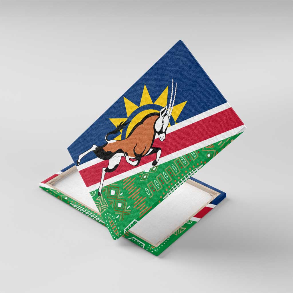 Namibia Gemsbok Canvas Wall Art Flag Design with African Patterns