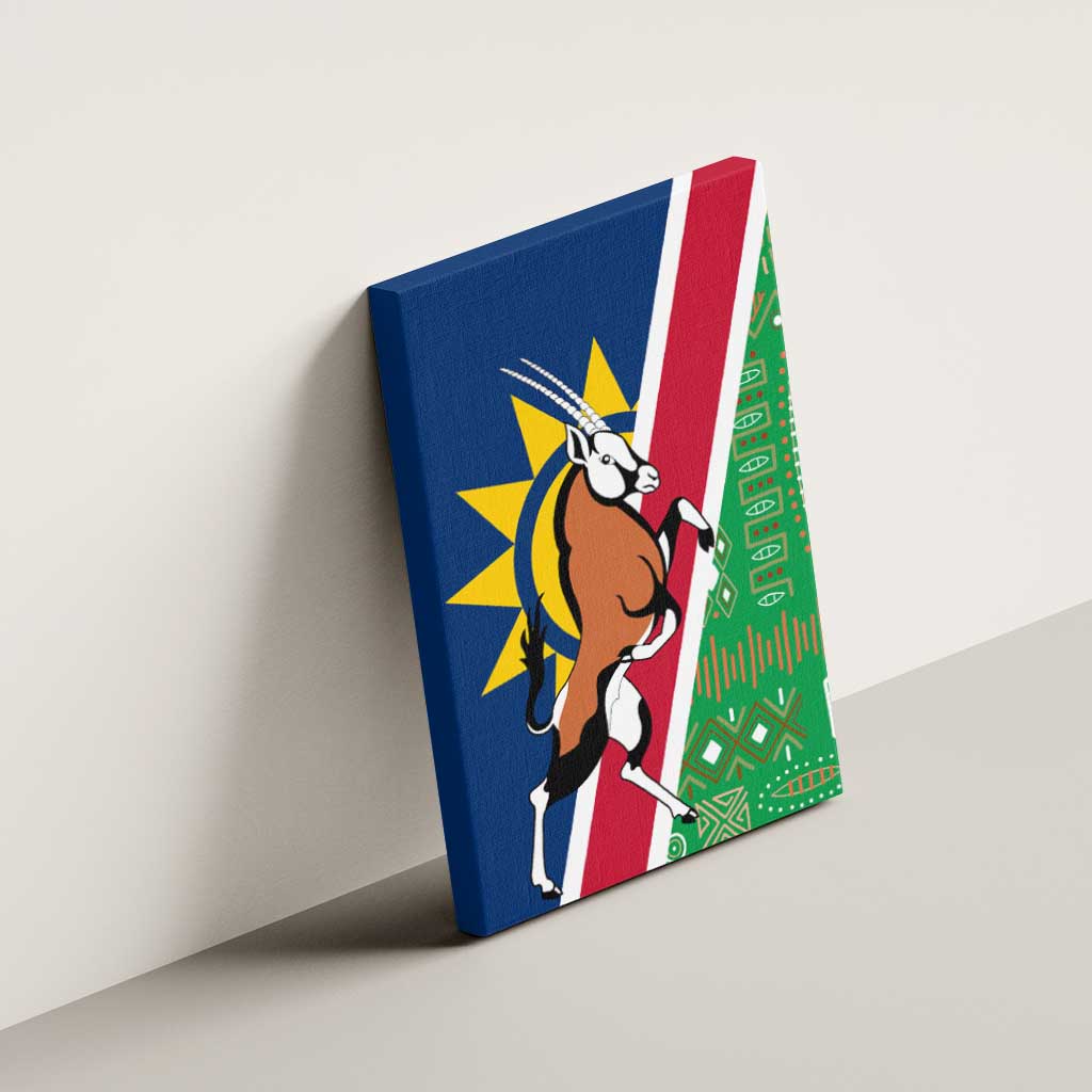 Namibia Gemsbok Canvas Wall Art Flag Design with African Patterns