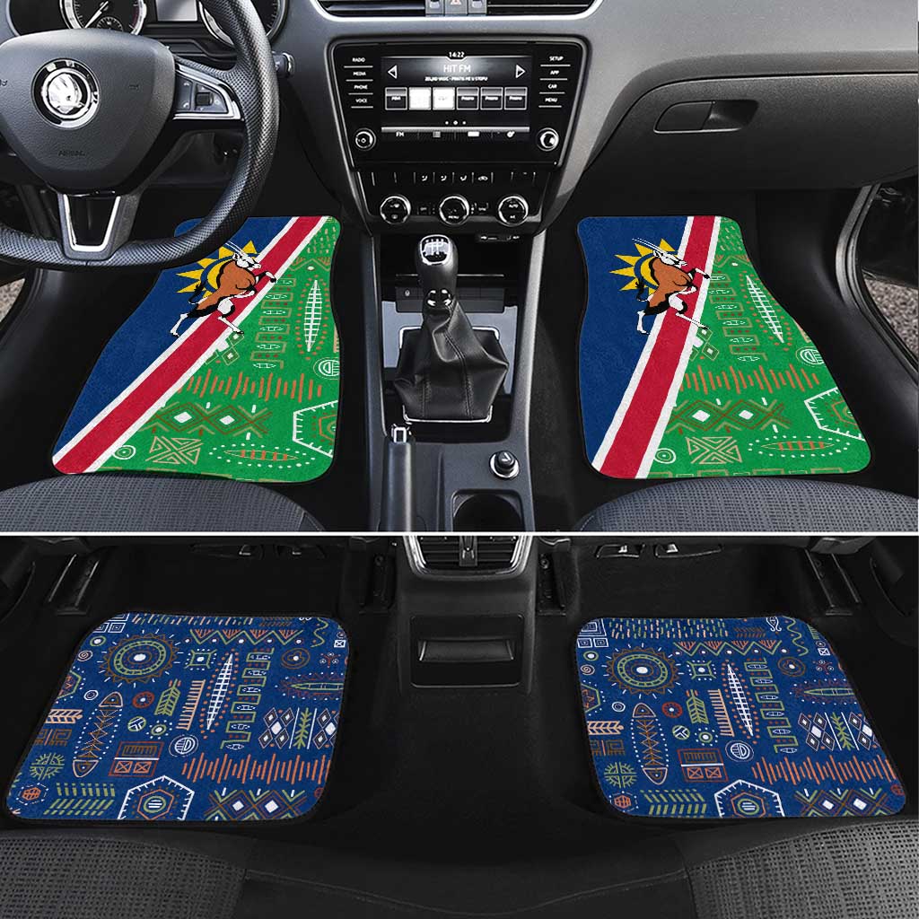 Namibia Gemsbok Car Mats Flag Design with African Patterns
