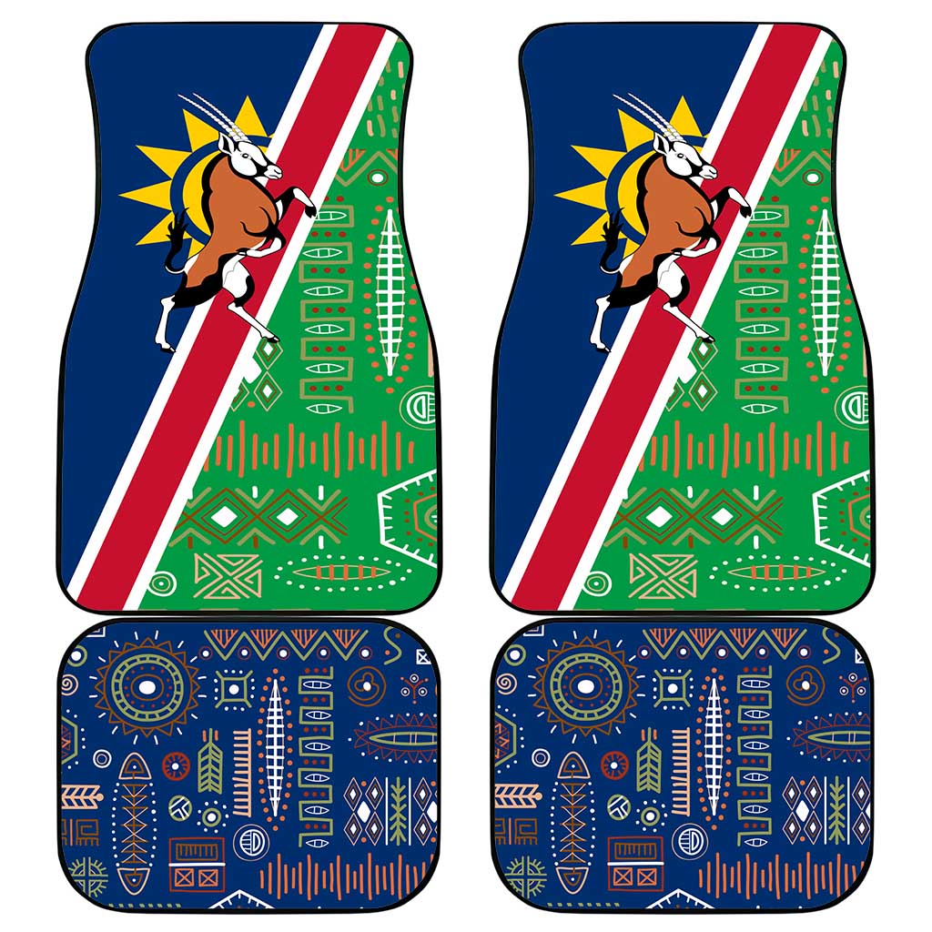 Namibia Gemsbok Car Mats Flag Design with African Patterns