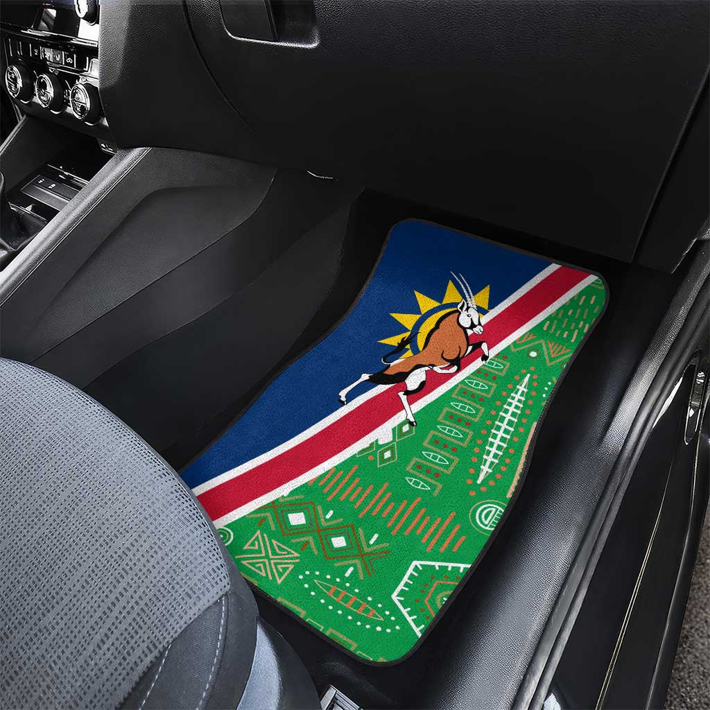 Namibia Gemsbok Car Mats Flag Design with African Patterns