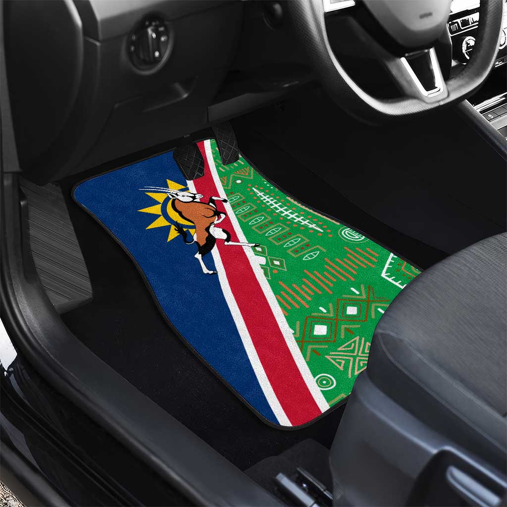 Namibia Gemsbok Car Mats Flag Design with African Patterns
